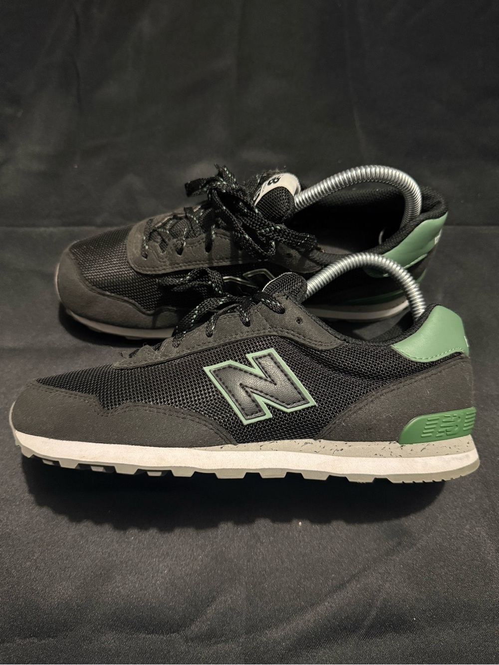 New Balance 515 Black and Green Retro Runner Sneakers